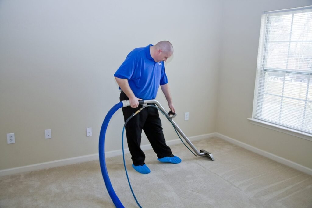 Beige bedroom carpet professionally cleaned by Carpet Cleaning of Virginia Beach